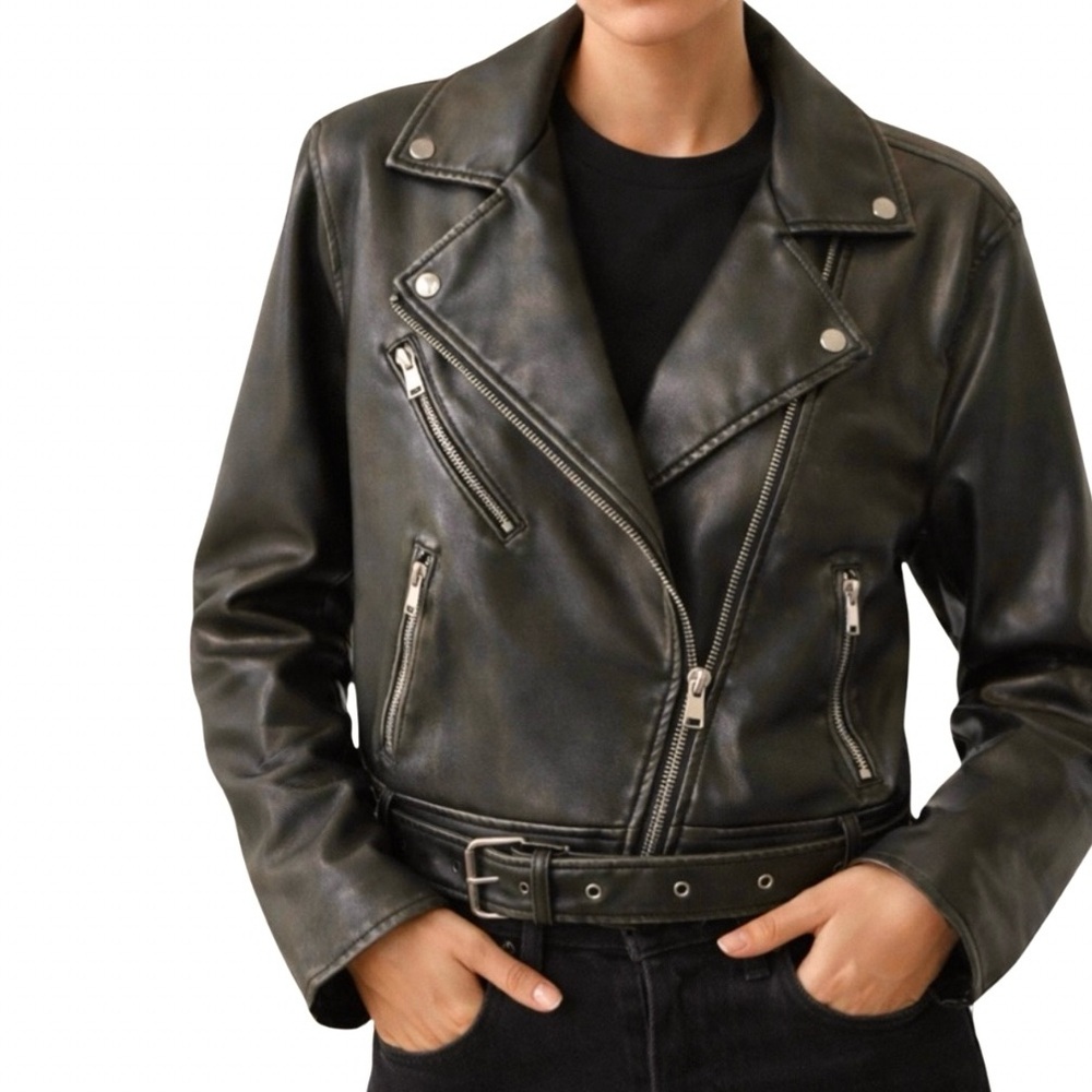 Zara Vegan Leather Jacket in Dark Brown • Size Medium • NEW WITH TAGS